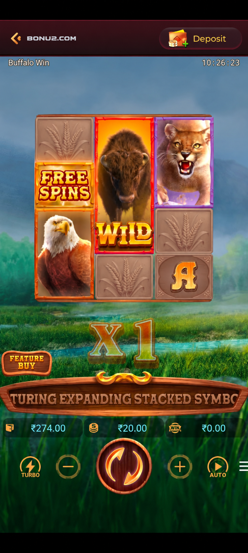 BONU2 Buffalo Win game screen